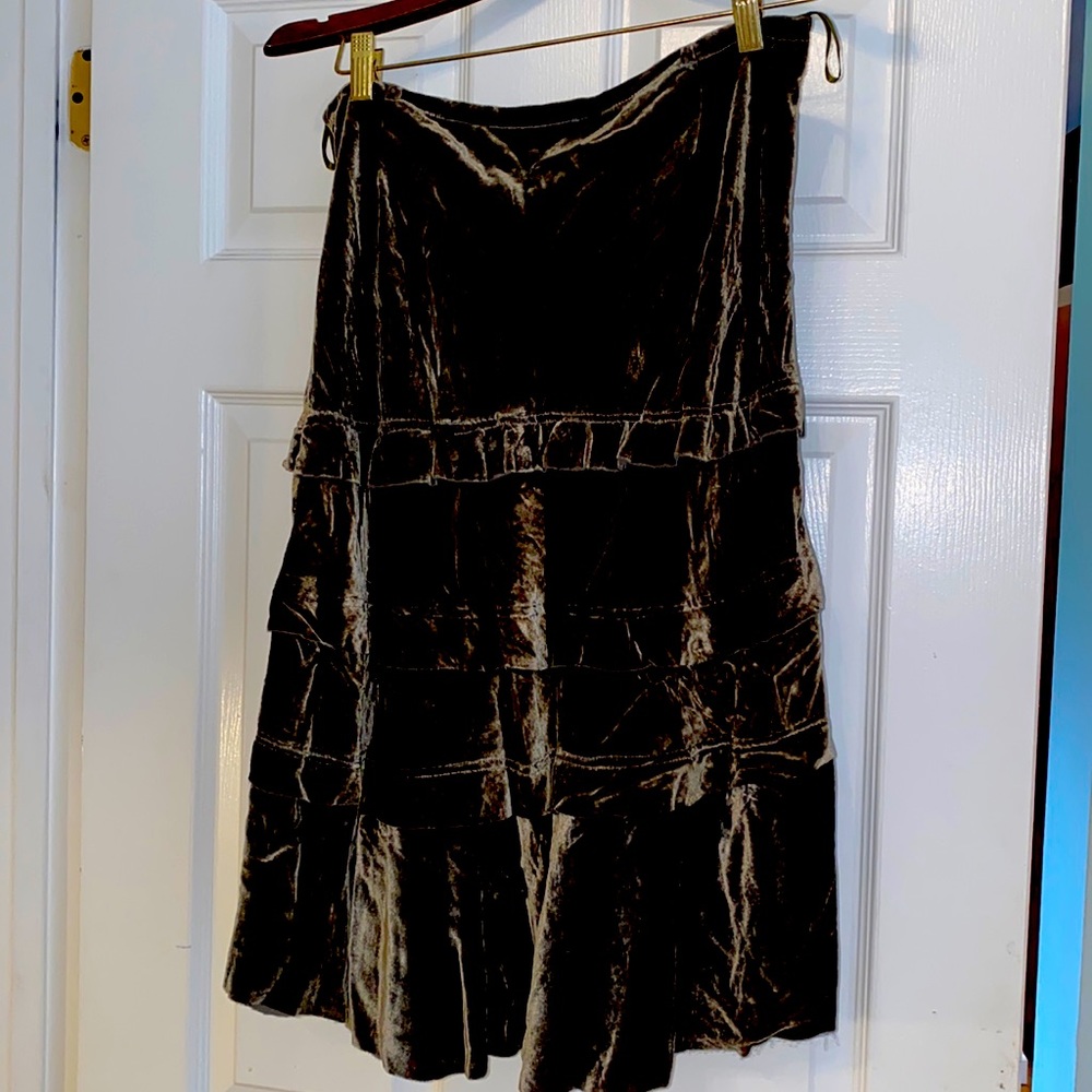 Bruno Manetti Green Silk-Tiered Skirt